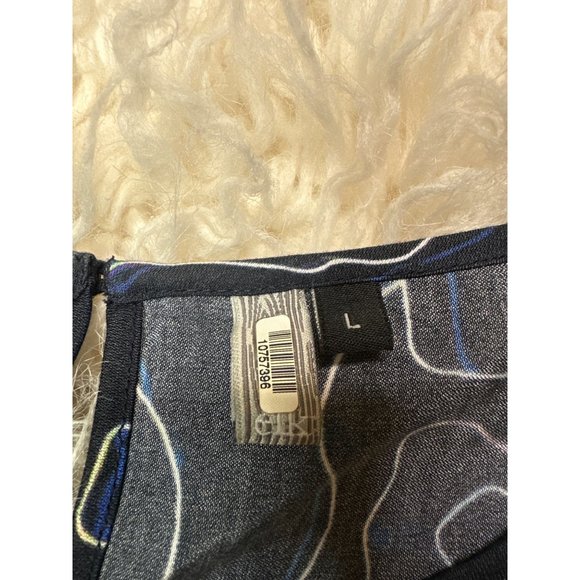 Elk the Label Dress Womens Large Scribble Print Shift Midi Blue Lagenlook - Picture 4 of 11